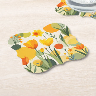 Porta-copo De Papel Flores Coloridas Amarelas e Laranja de Mola