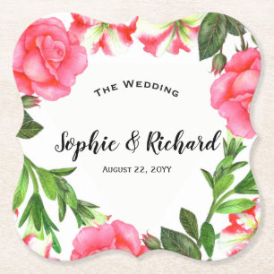 Porta-copo De Papel Flores Cor-de-Água Rosa, Corrente Círculo