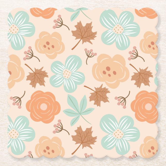 Porta-copo De Papel Flores de Outono (Frente)