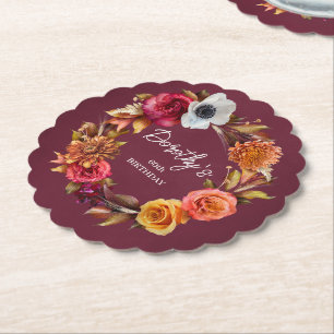 Porta-copo De Papel Flores de Outono Burgundy Tom Terrosoo para 60º An