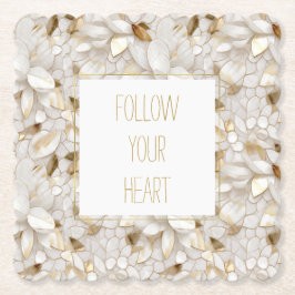 Porta-copo De Papel Flores Douradas Brancas de Lotus