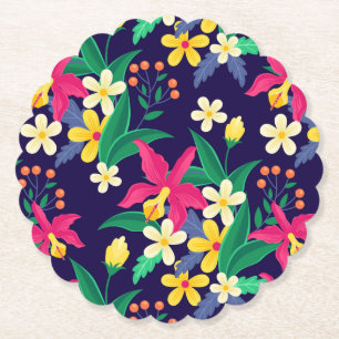 Porta-copo De Papel Flores Exóticas Coloridas Padrão Folhas-23021
