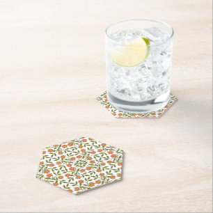 Porta-copo De Papel Flores Laranja, Padrão Floral, Verdura, Boho