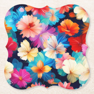 Porta-copo De Papel Flores Multicoloridas Florais Padrão37566