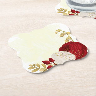 Porta-copo De Papel Flores românticas escuras vermelhas & brancas boda