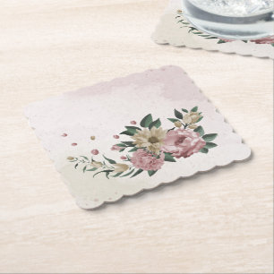 Porta-copo De Papel flores românticas rosa e champanhe