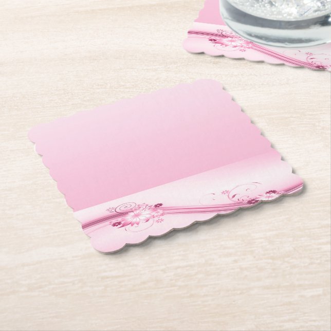 Porta-copo De Papel Flores Rosa nas Ondas (Angular)