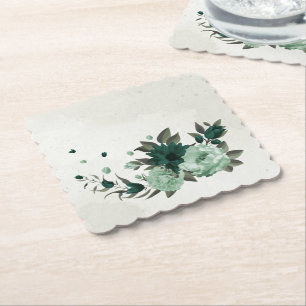 Porta-copo De Papel flores verdes esmeralda botânico