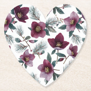 Porta-copo De Papel Flores Vermelhas Borgonha