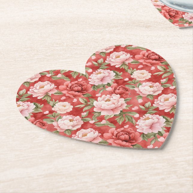 Porta-copo De Papel Flores Vermelhas Rosa Chic (Angular)