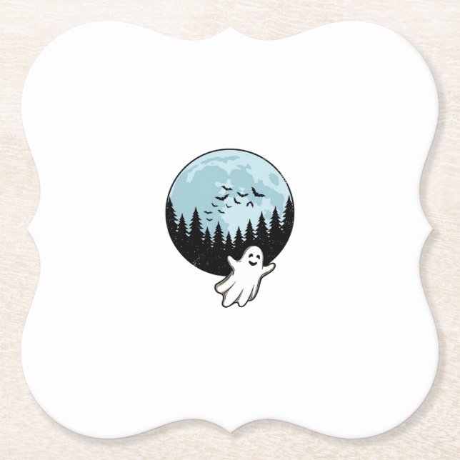 Porta-copo De Papel Floresta Assustadora de Fantasmas de Halloween Lua (Frente)