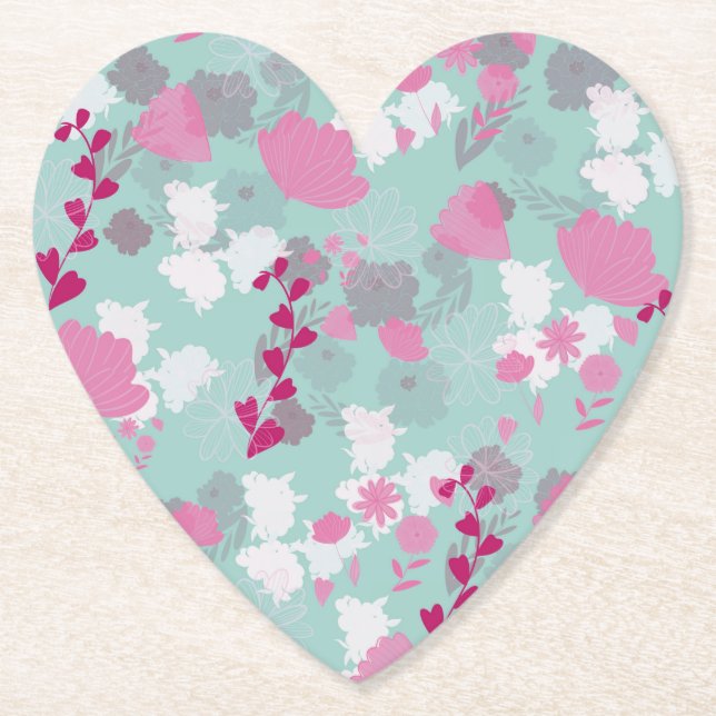Porta-copo De Papel flowers green (Frente)