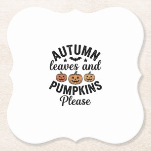 Porta-copo De Papel Folhas de Outono Abóboras Por Favor Halloween Vint