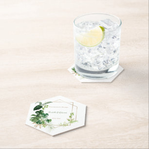 Porta-copo De Papel Folhas de Palma de Cor de Água Verde e Dourada Tro