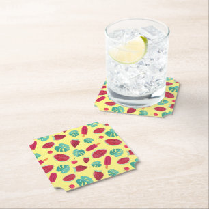 Porta-copo De Papel Folhas de picolé, cereja, morango e melancia