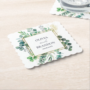 Porta-copo De Papel Folhas de Verde Botânico de Eucalipto Casamento