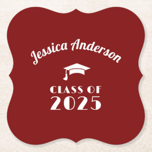 Porta-copo De Papel Formatura Personalizada Marrom e Branco 