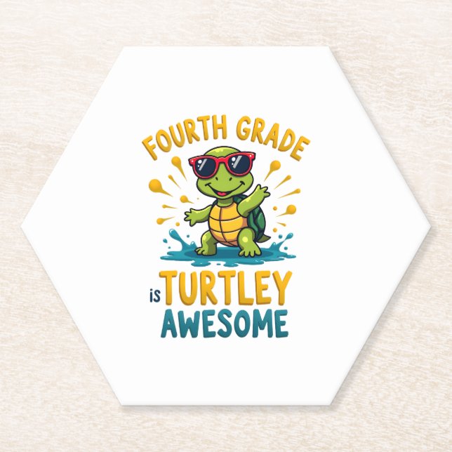 Porta-copo De Papel Fourth Grade Turtle-y Awesome First Day of Fourth  (Frente)