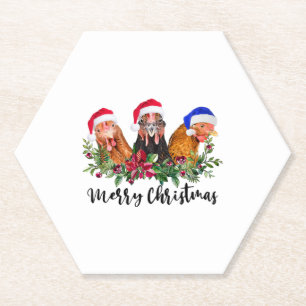 Porta-copo De Papel Frango Feliz de Natal