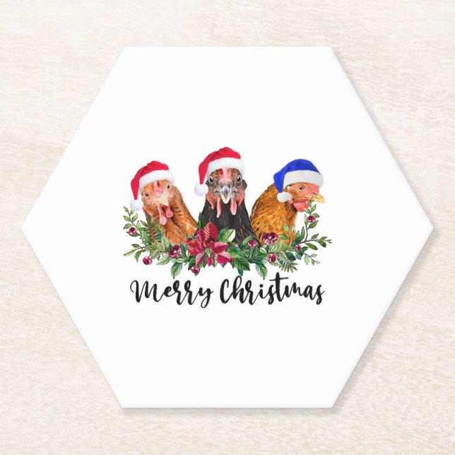 Porta-copo De Papel Frango Feliz de Natal (Frente)