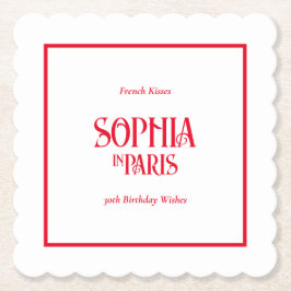Porta-copo De Papel French Kisses & 30th Birthday Wishes Paris Party