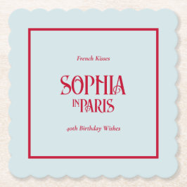Porta-copo De Papel French Kisses & 40th Birthday Wishes Paris Party