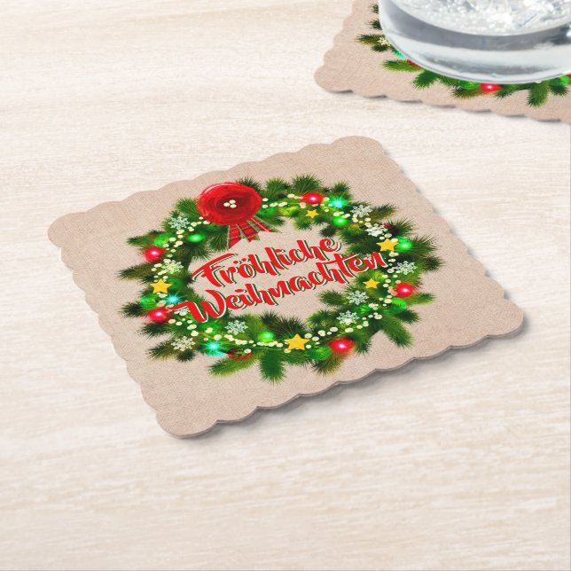 Porta-copo De Papel Frohe Weihnachten Untersetzer Christmas (Angular)