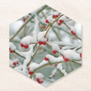 Porta-copo De Papel Frutas Vermelhas na Neve