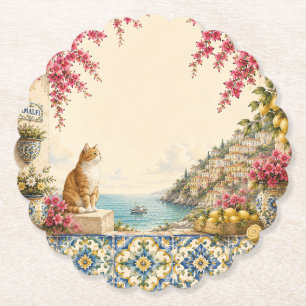 Porta-copo De Papel Fuga Mediterrânea Gato Decoração de Festa à Bei