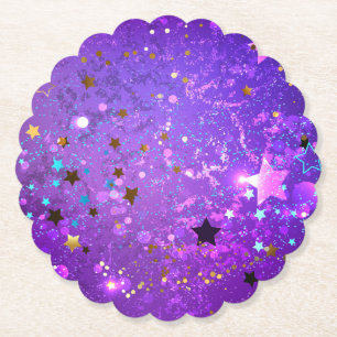 Porta-copo De Papel Fundo de folhas roxas com estrelas