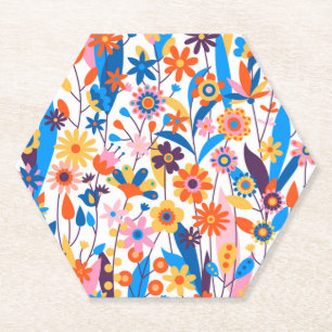 Porta-copo De Papel Fundo Floral Exótico Multicolor-32939