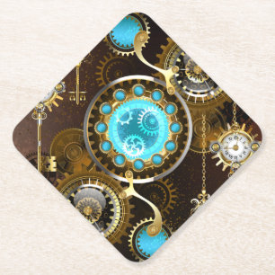 Porta-copo De Papel Fundo Rusty Steampunk com Lentes Turquesa