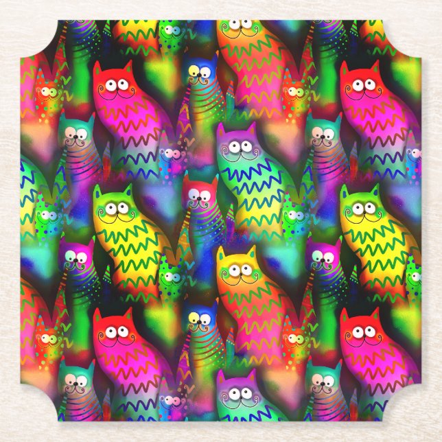 Porta-copo De Papel Funny Cats Pattern-54578 (Frente)