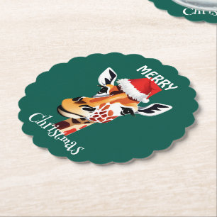 Porta-copo De Papel Funny Safari animais Giraffe Papais noeis Xmas
