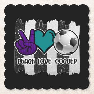 Porta-copo De Papel Futebol de amor à paz em branco e preto
