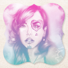 Porta-copo De Papel Garota de Maquiagem de Açúcar Rosa, Porta copos Fo