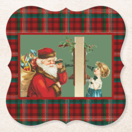 Porta-copo De Papel Garota encantadora ao telefone com Papais noeis na