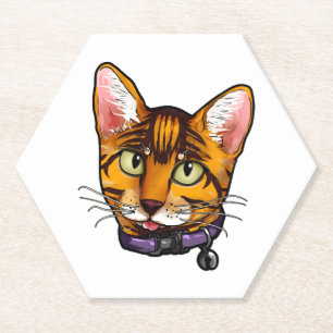 Porta-copo De Papel gato bengal Gatos Kitty rosto desenho animado Amor