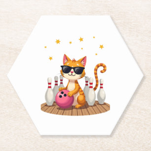 Porta-copo De Papel Gato Bonito Com Óculos De Sol, Boliches De Brincad