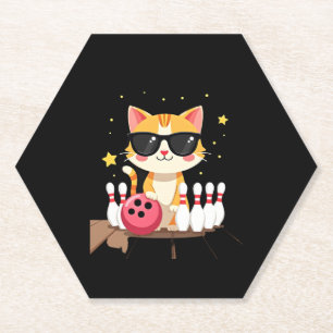 Porta-copo De Papel Gato Bonito Com Óculos De Sol, Boliches De Brincad