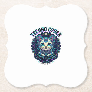 Porta-copo De Papel Gato Cibernético Techno Design Divertido Amante de