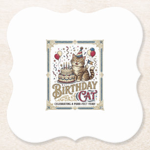 Porta-copo De Papel Gato de Aniversário Idade Vintage Arte Vetorial S