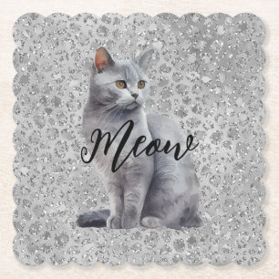 Porta-copo De Papel Gato de Cinza-leopardo e gatinho