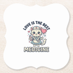 Porta-copo De Papel Gato Enfermeira Fofo O Amor é a Melhor Medicina De