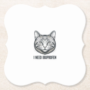 Porta-copo De Papel Gato Engraçado Ibuprofeno Design de Gravura Vintag
