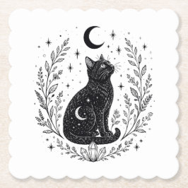 Porta-copo De Papel Gato místico bajo la luna