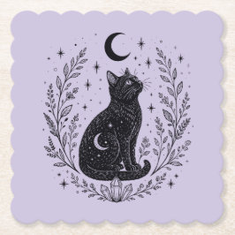 Porta-copo De Papel Gato místico bajo la luna