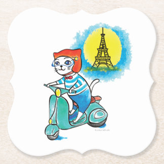 Porta-copo De Papel Gato na bicicleta em Paris