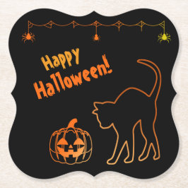 Porta-copo De Papel Gato Negro encontra Jack-o-Lanterna Halloween