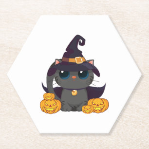 Porta-copo De Papel Gato Preto Com Camisa De Halloween De Jack O Lante